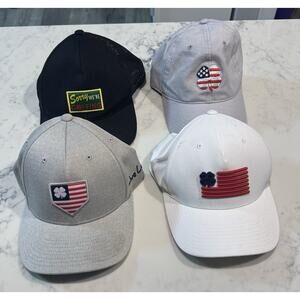 Black Clover Lot Of 4 Live Lucky Golf Hat 1 L/XL Fitted 3 Adjustable SnapBack